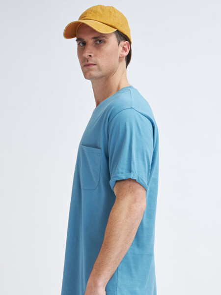 Camiseta manga corta con bolsillo Azul Piedra