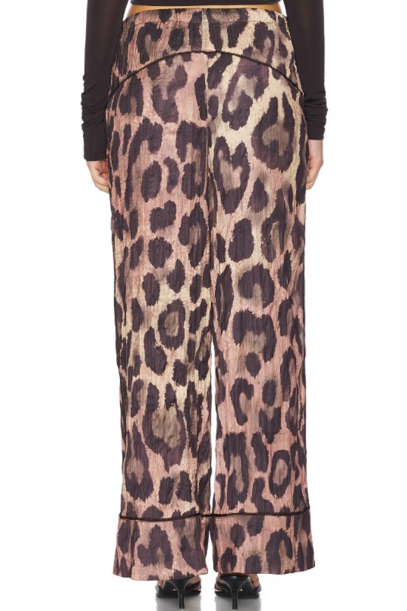 ALL OUT SATIN LEOPARD PANT Marron