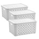 Set x3 Caja organizadora simil rattán con tapa G BLANCO