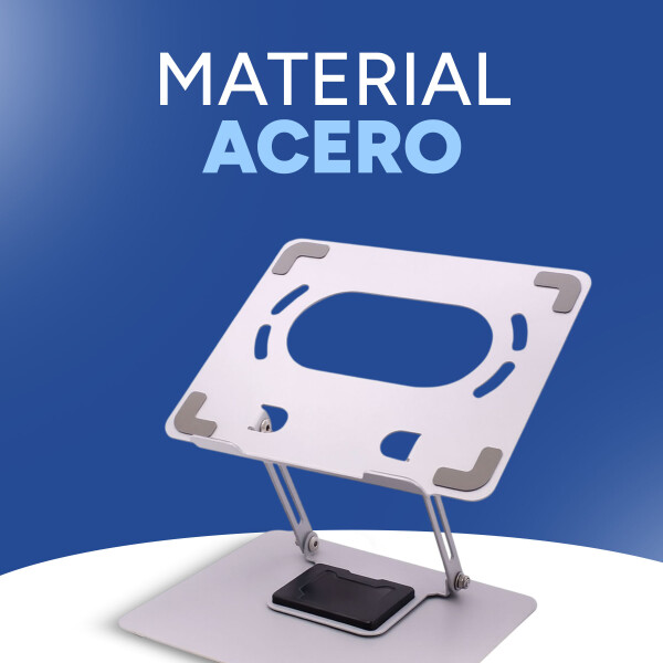 Soporte Regulable Giratorio Notebook Acero 360° Base 26x21cm Color Gris