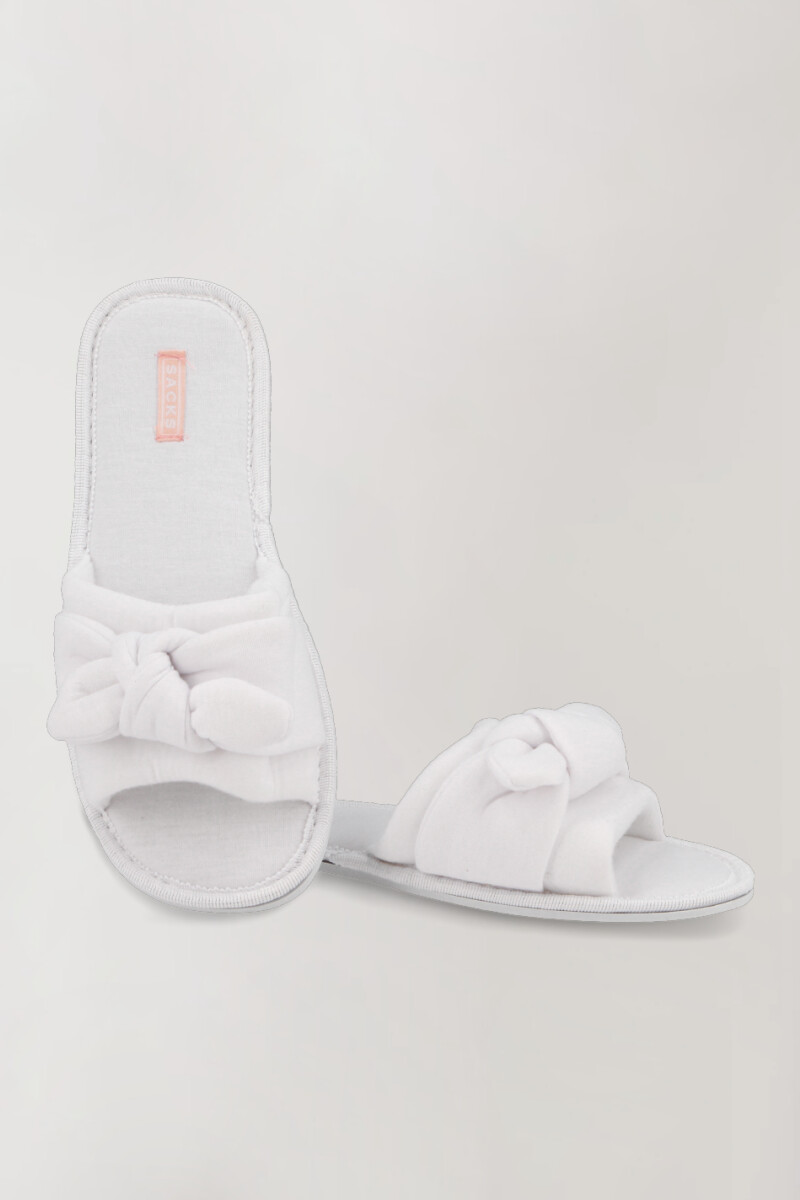 Pantufla abierta moña Blanco