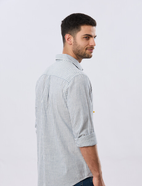 CAMISA RAYADA DE LINO Denim