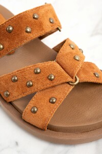 Sandalia Gamuza Apliques Mocha