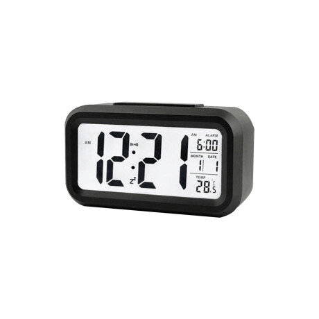 Reloj de escritrio digital con luz y alarma Negro