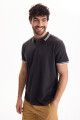 Remera Polo Stripped Negro