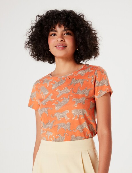 CAMISETA DE NIÑA ESTAMPADA - NARANJA — Hering