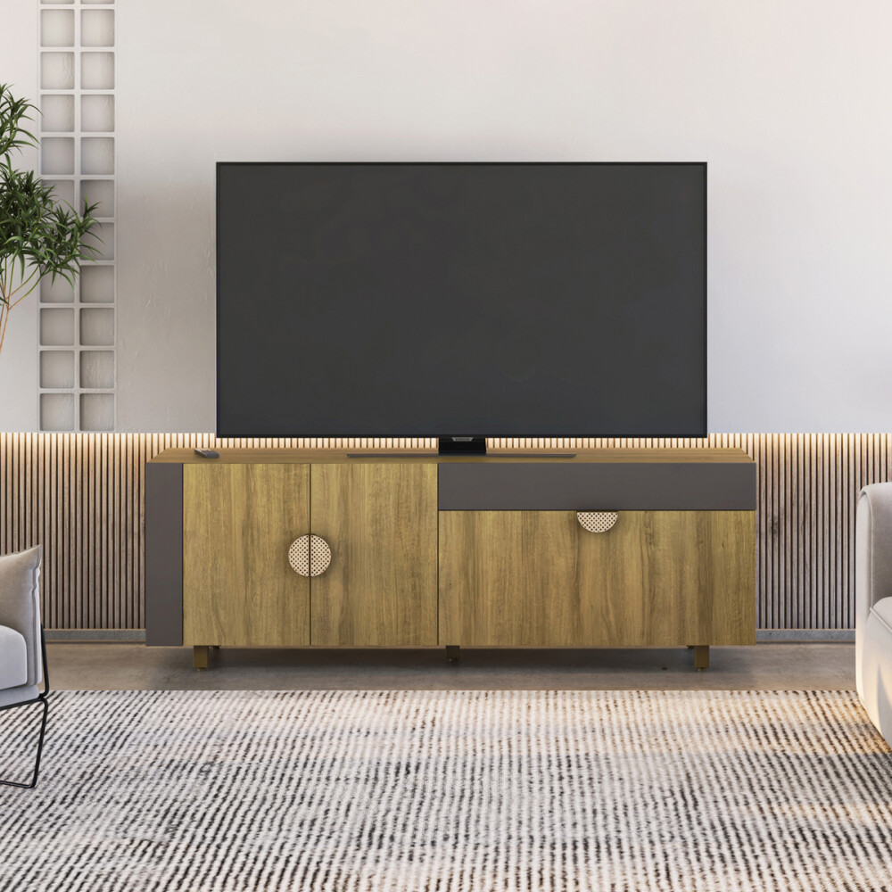 RACK MEDIA LUNA COLOR MIEL/GRAFITO Rack Media Luna Color Miel/grafito