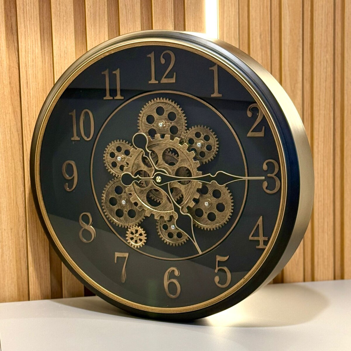 Reloj Pared Redondo engranaje envejecido Gold Ø 40cm 