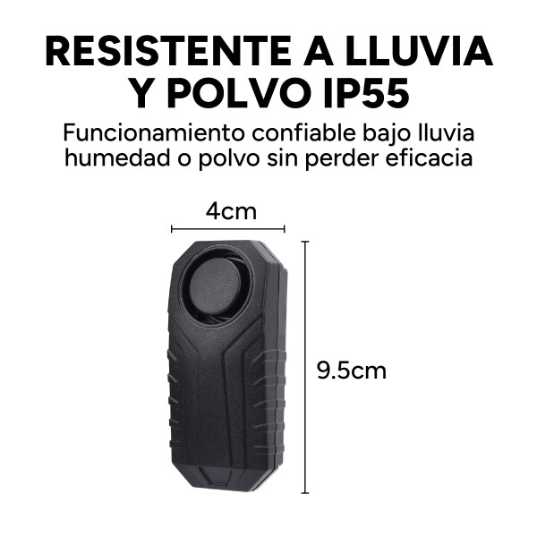 Alarma Antirrobo Bicicleta Moto Monopatin Sensor Movimiento Color Negro
