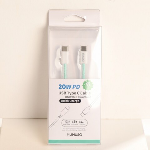 CABLE USB TIPO C (CARGA RÁPIDA 20W PD/VERDE) CABLE USB TIPO C (CARGA RÁPIDA 20W PD/VERDE)