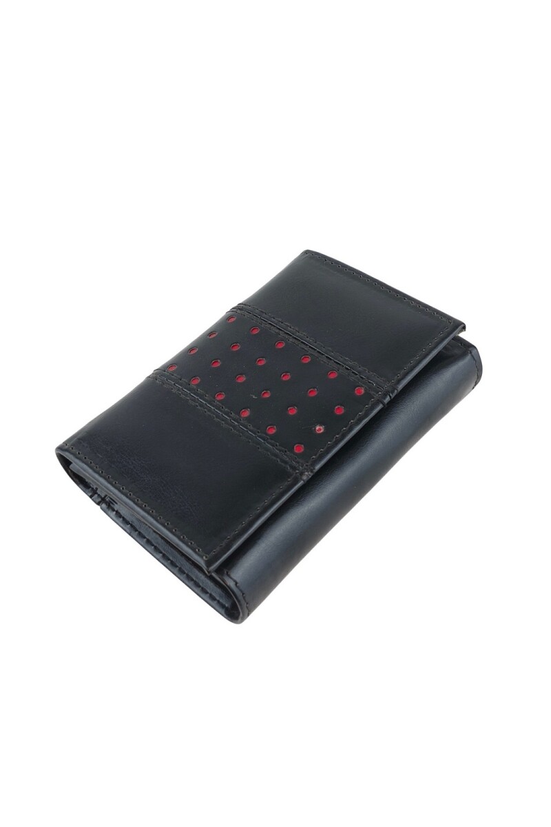 Billetera Dama Compacta con Perforaciones Negro