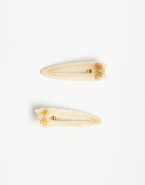 Horquillas con Accesorios Animales Set De Hebillas De Gatito - Blanco Crudo