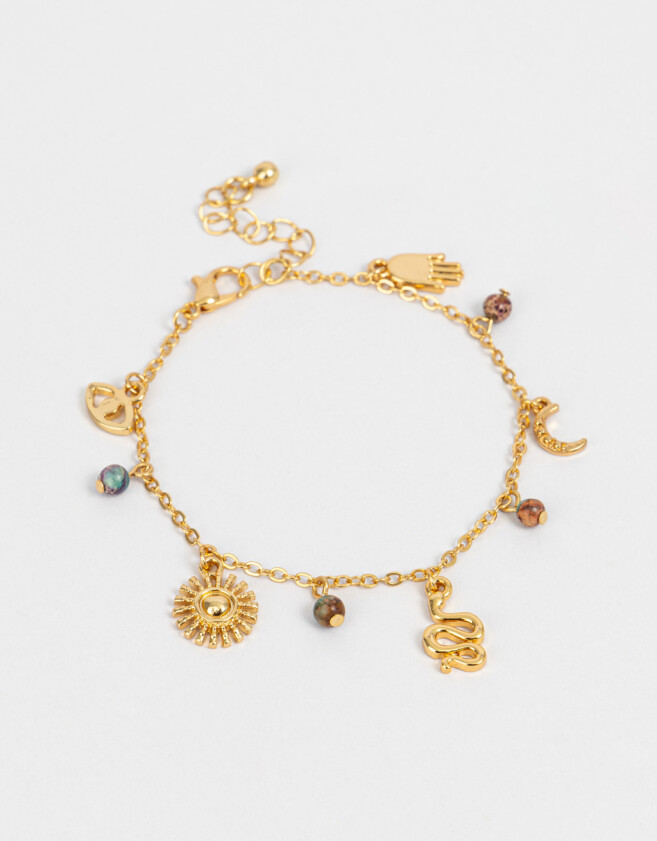 Pulseras Flexibles Bañada en Oro Pulsera Con Dijes - Dorado