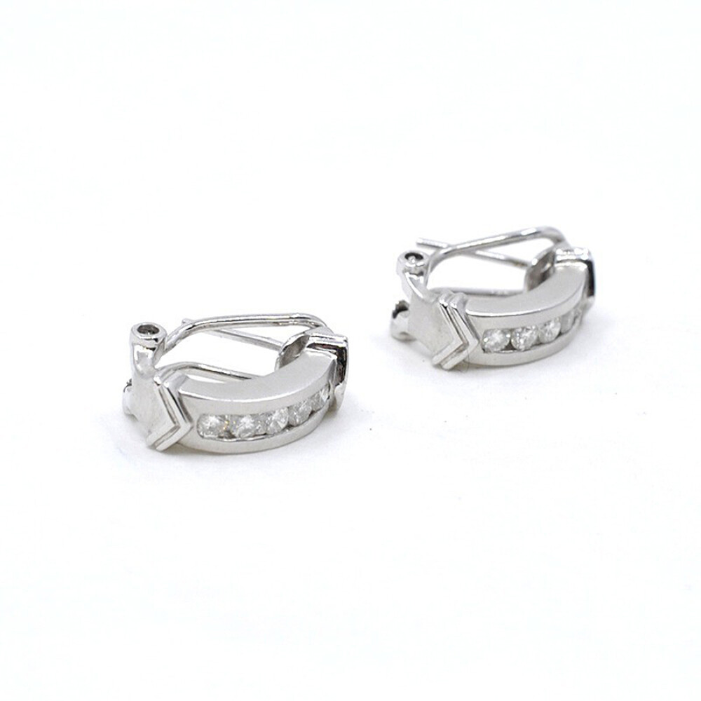 Aros En Oro 18K Blanco Y Brillantes Aros En Oro 18K Blanco Y Brillantes