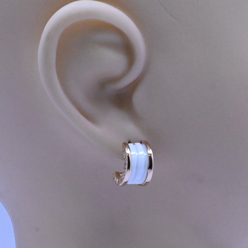 Bulgari Bzero 1 par de caravanas oro 18k rosa y cerámica blanca con estuche original. Bulgari Bzero 1 par de caravanas oro 18k rosa y cerámica blanca con estuche original.