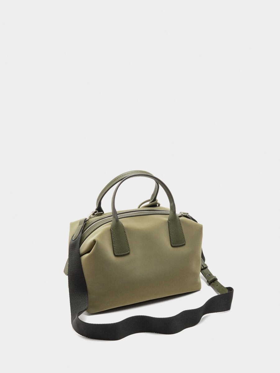 Bolso Tote Textura Suave Con Colgante caqui