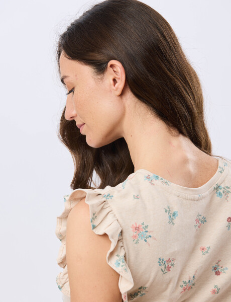 REMERA ESTAMPADA DE ALGODÓN Beige
