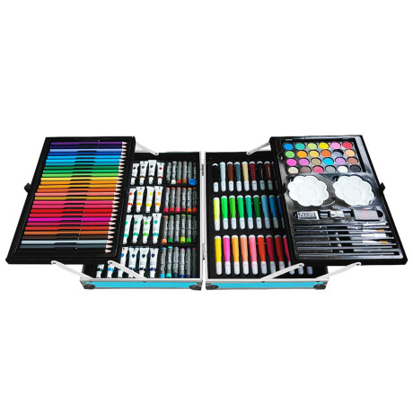 Set Valija Metálica Arte Escolar Didáctico 145 Piezas Esc002003-ast