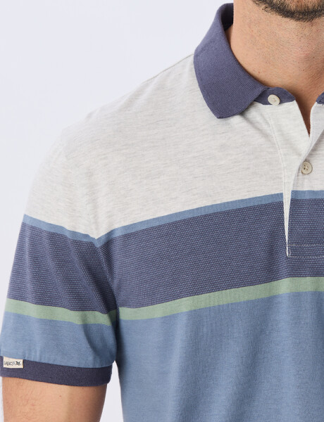 REMERA POLO RAYADA JERSEY Gris