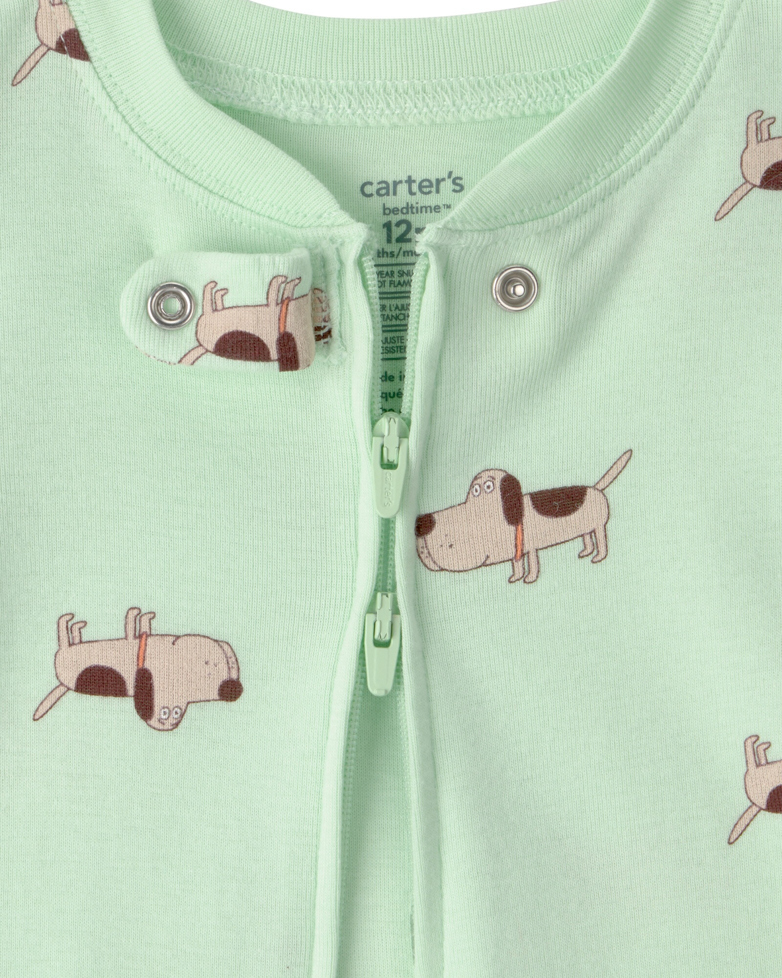 Pijama enterito de algodón, verde, diseño perros. Talles 12-24M Pijama enterito de algodón, verde, diseño perros. Talles 12-24M