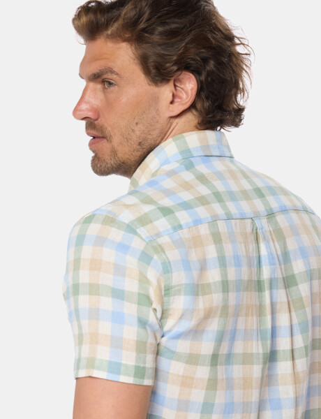 CAMISA DE LINO A CUADROS Verde