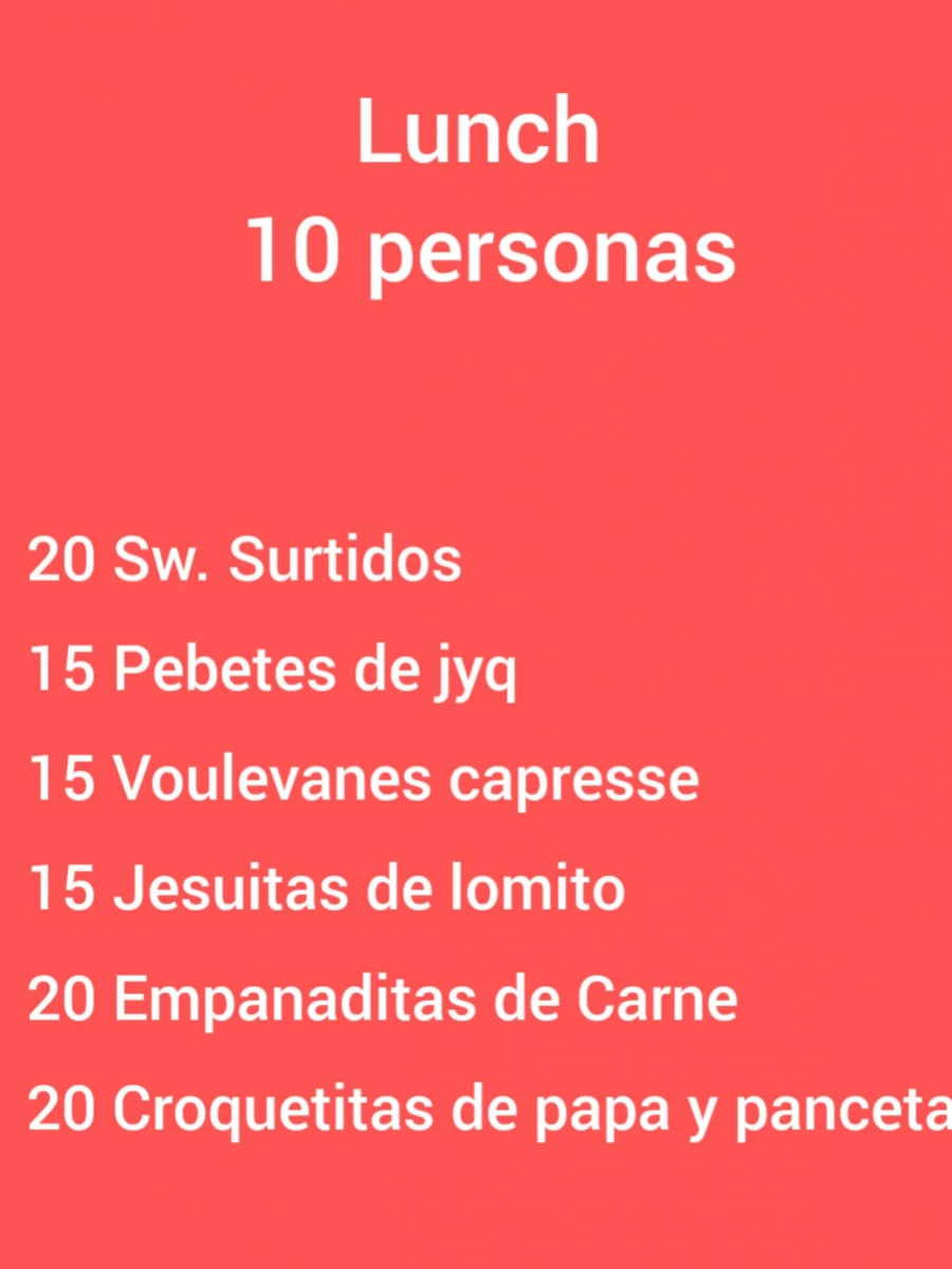 Lunch Simple 10 personas Lunch Simple 10 personas
