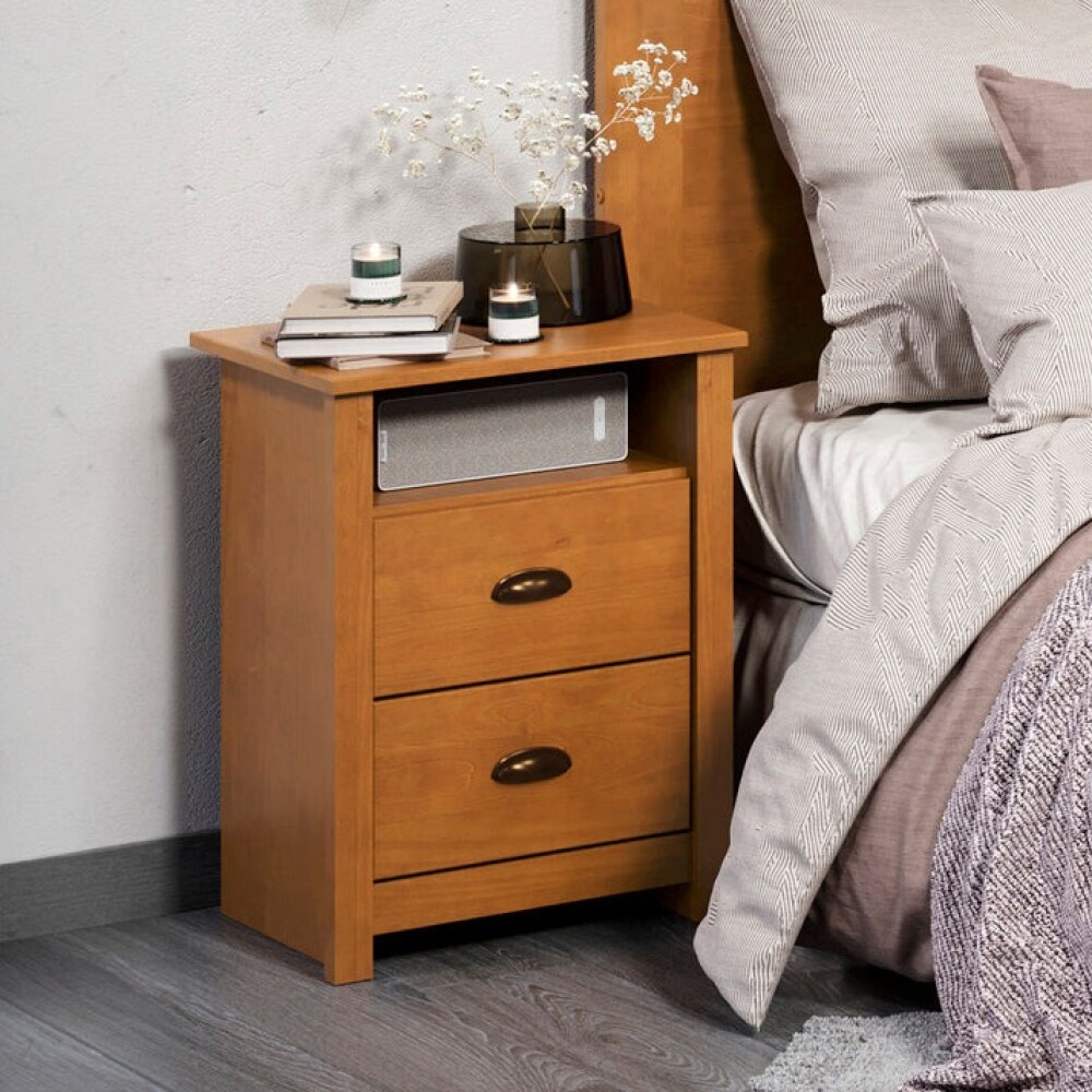 Mesa de Luz - Madera maciza - Linea Colonial Marron