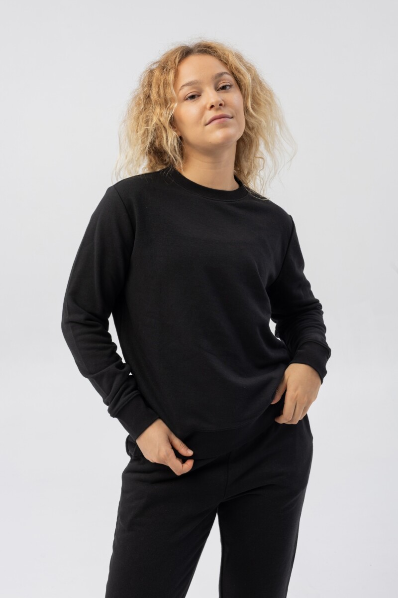 Buzo Menpi Alta Calidad Moda Dama Cuello Redondo Negro - S/C 
