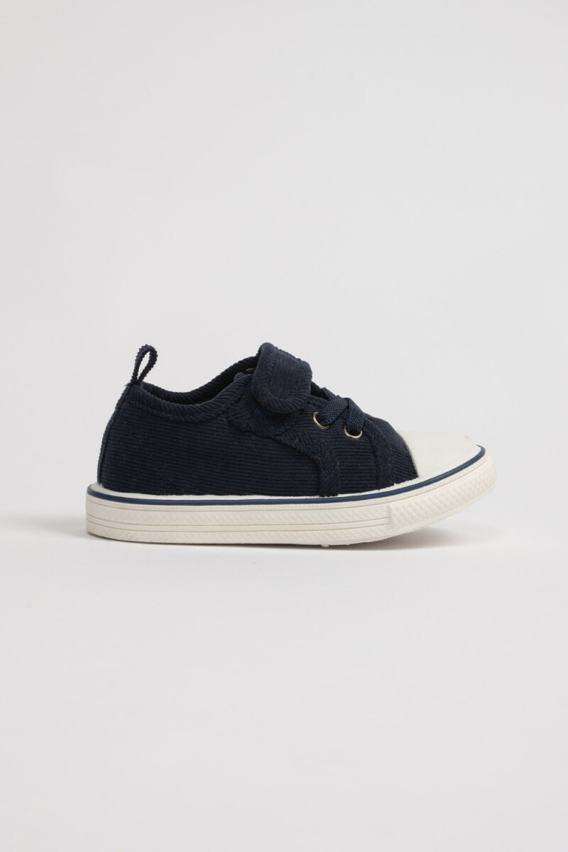 Zapatilla de pana con velcro Azul