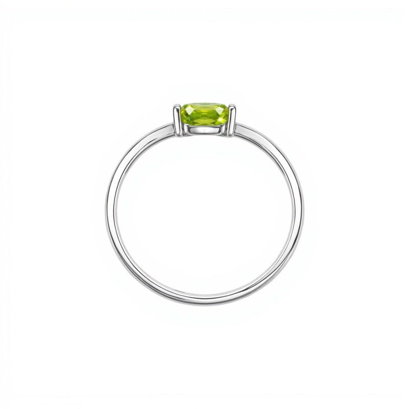Anillo Cuadrado-Plata rodinada-Piedra Peridoto-AN2023 conpiedra