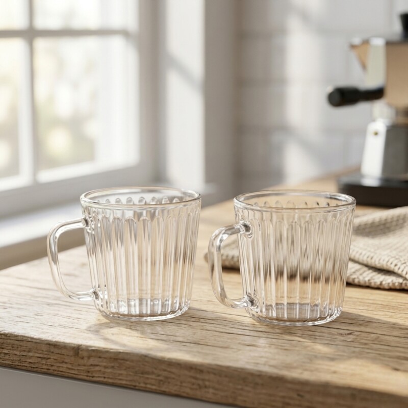 Set 2 tazas doble pard reayas 350ML Boro TRANSPARENTE