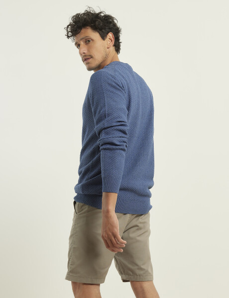 Sweater Punto Fino Harrington Label Azul Piedra