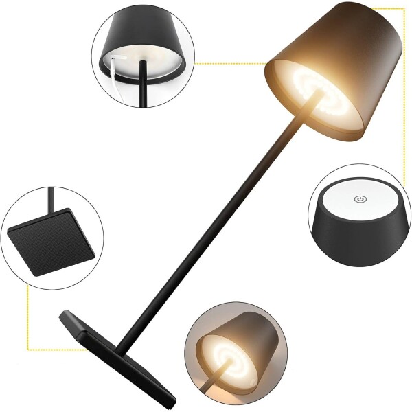 Lampara Portatil Mesa Inalambrica Dimerizable Tactil Bateria Variante Color Negro