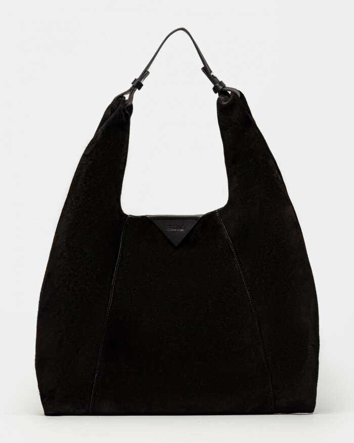 Bolso The Shopping en cuero gamuza Negro