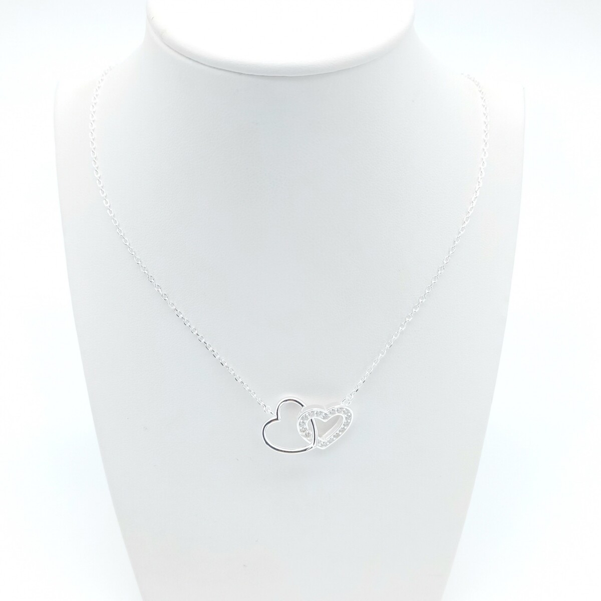Colgante de plata 925 con circonia, CORAZON ENTRELAZADO. 