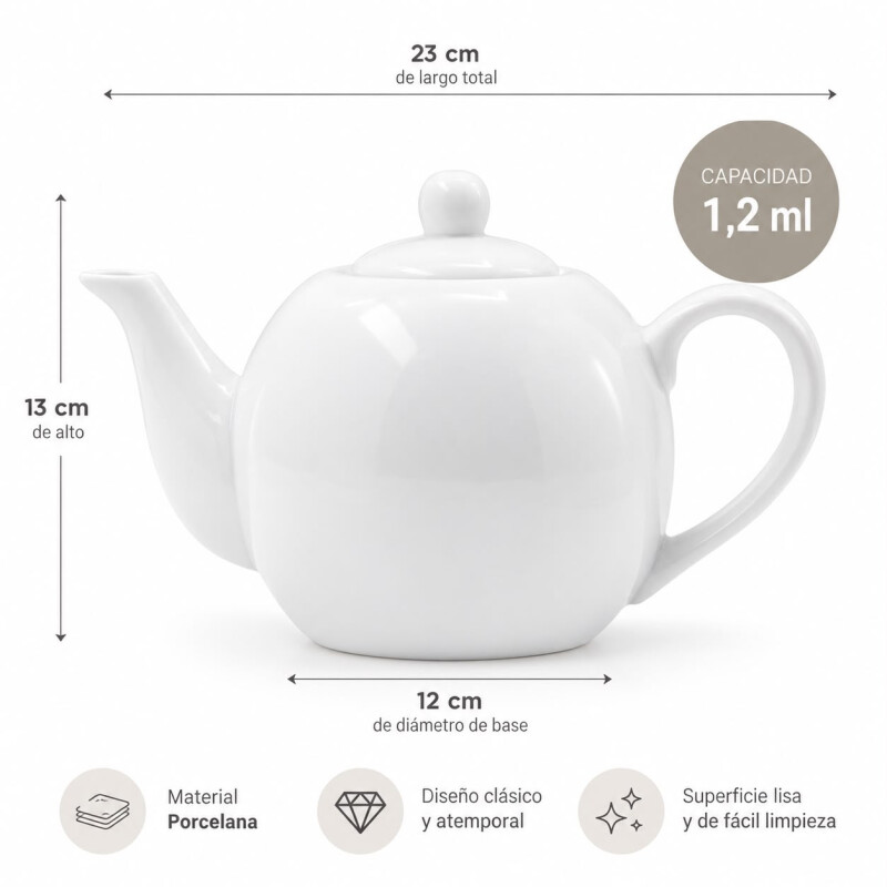 Tetera Porcelana Blanca 1,2 L Tetera Porcelana Blanca 1,2 L