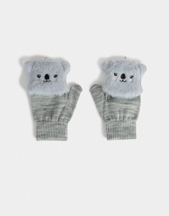 Guantes Infantiles Animalito Guantes Infantiles Mitones - Gris Melange