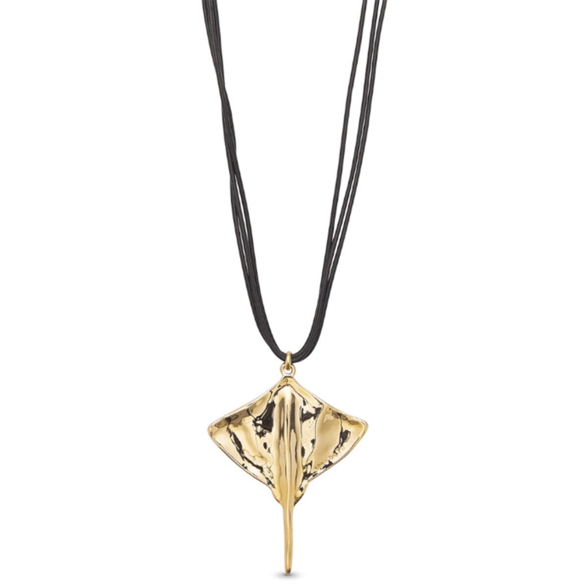 COLGANTE DE CUERO CON ALEACIÓN DE METALES BAÑADO EN ORO 18K CON FORMA DE MANTARRAYA - Colgante 