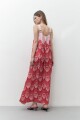 Maxi vestido con estampa bicolor rojo