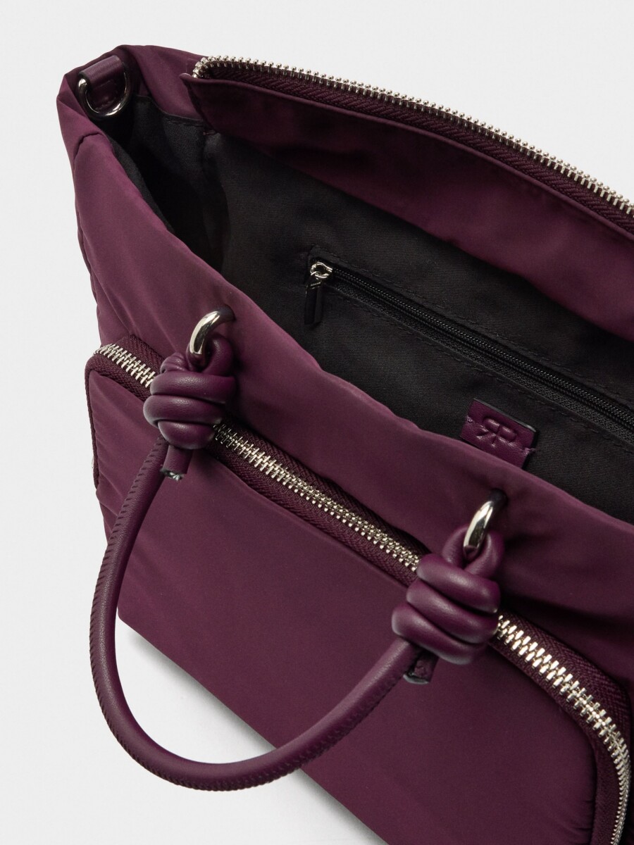 Bolso Tote De Nylon Con Colgante M burdeos