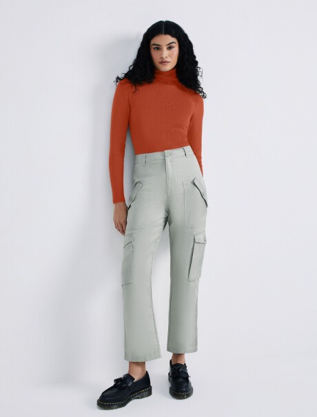 BLUSA MANGA LARGA CUELLO ALTO NARANJA