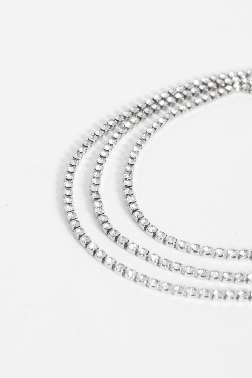 Chocker strass triple plateado