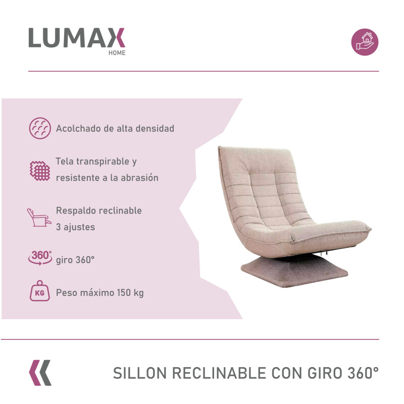Sillón Reclinable 1 Cuerpo Giratorio 360º Nobby Beige