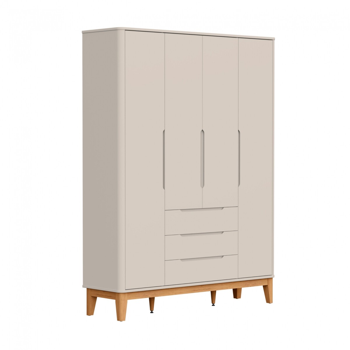 Ropero 4 puertas 3 cajones - Boom - Gris 