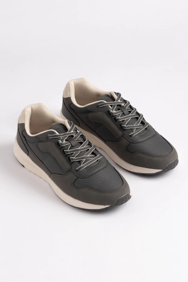 Zapatilla acordonada deportiva combinado Gris