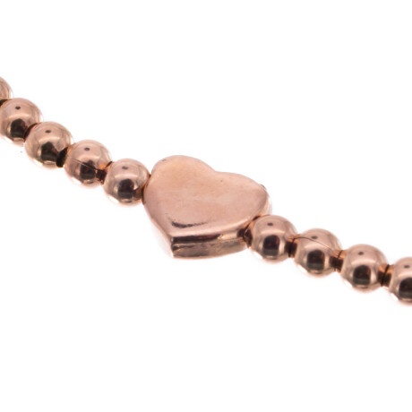 Pulsera de plata 925 con baño de oro rosado, CORAZON. Pulsera de plata 925 con baño de oro rosado, CORAZON.