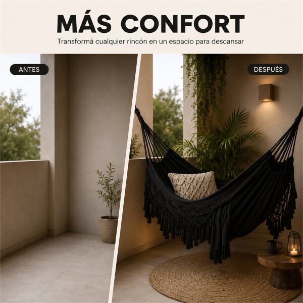 Hamaca Paraguaya Silla Colgante Reforzada Jardín Bolso Color Negro