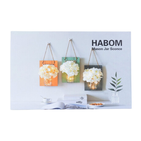 Cuadro Decorativo 3D Madera Set X2 Home Con Frasco Luz LED Y Flores Cuadro Decorativo 3D Madera Set X2 Home Con Frasco Luz LED Y Flores