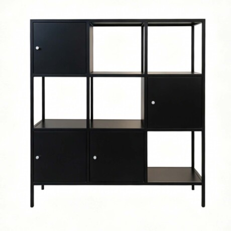 ESTANTERIA CON GUARDADO METAL NEGRO OLIVIA