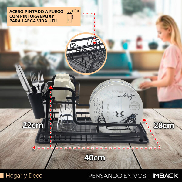 Escurridor Seca Platos Acero 2 Niveles Secador Con Bandeja Cocina Mesada Imback Color Negro Escurridor Seca Platos Acero 2 Niveles Secador Con Bandeja Cocina Mesada Imback Color Negro